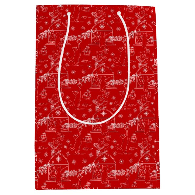 Röda gröna & vita jul vintrar kattor (Framsidan)