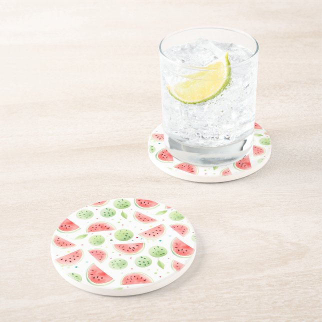 Röda Gröna Vita Vattenmeloner Födelsedag Underlägg (Sidan)