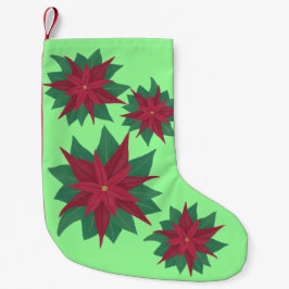 Röda Grönten Jul Poinsettias Stockings Liten Julstrumpa