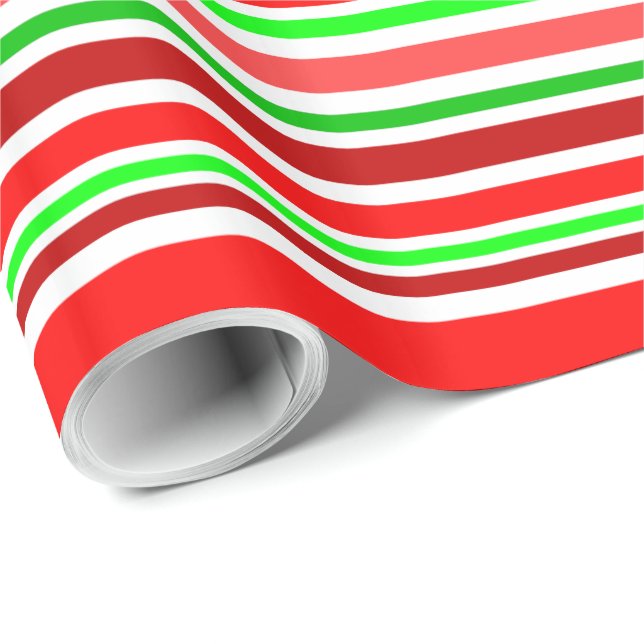 Röda Grönten Vit jul Candy cane Stil Rand Presentpapper (Rullad Hörn)