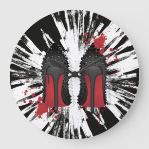 Röda grundstiletter skor häl stänker & dryper stor klocka