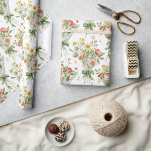 Röda gula blommor födelsedag presentpapper