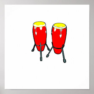 Röda gula Congas i grafiska stativ avbildar Poster