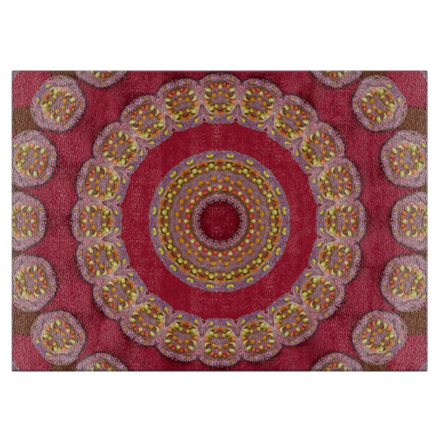 Röda Gula Guldröda rosetter Mandala (Framsidan)