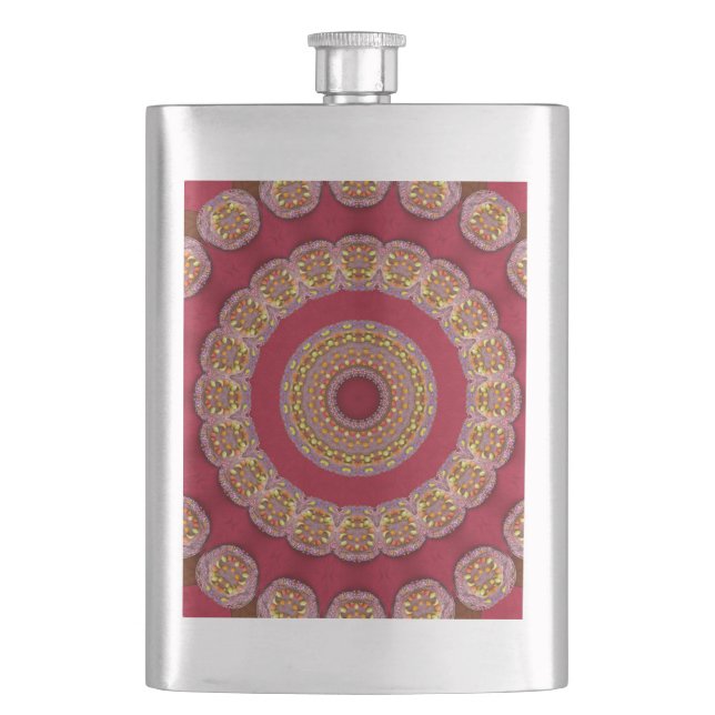 Röda Gula Guldröda rosetter Mandala Fickplunta (Framsidan)