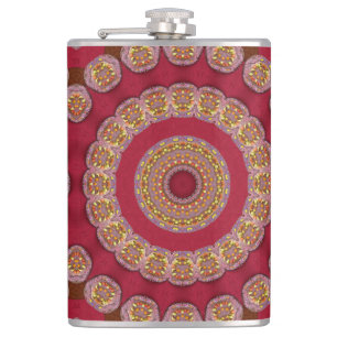 Röda Gula Guldröda rosetter Mandala Fickplunta