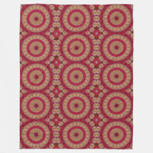Röda Gula Guldröda rosetter Mandala Fleecefilt