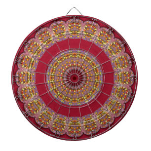Röda Gula Guldröda rosetter Mandala Piltavla