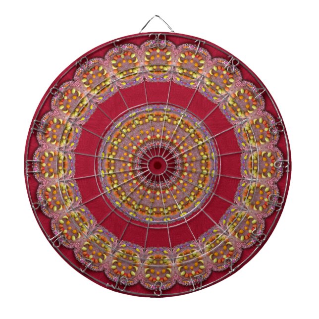 Röda Gula Guldröda rosetter Mandala Piltavla (Framsidan)