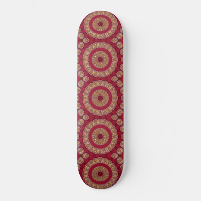 Röda Gula Guldröda rosetter Mandala Skateboard Bräda 19,5 Cm (Framsida)