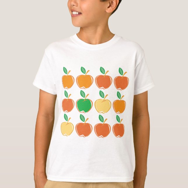 Röda, gula & orange äpplen för grönt, t shirt (Framsida)