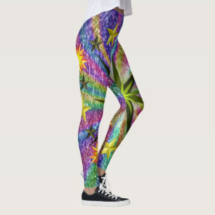 röda gula stjärnor långa leggings tonåring