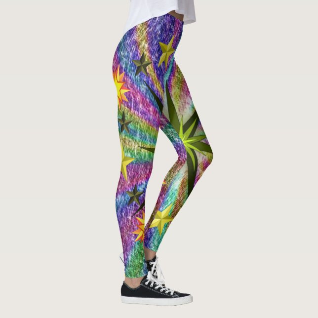 röda gula stjärnor långa leggings tonåring (Höger)