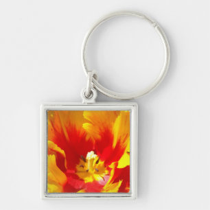 Röda gula tulpanblommor nyckelringar Blommig