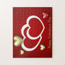 Röda Guld Alla hjärtans dag Romantiska hjärtan Pussel