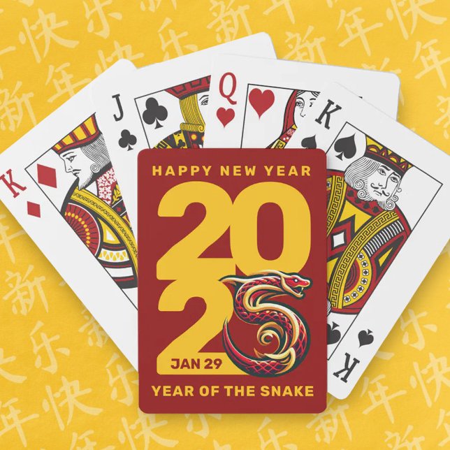 Röda Guld-året för ormen 2025 Casinokort (CNY 2025 Poker Playing Cards Fans Cover Photo)