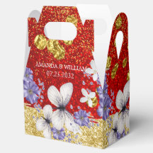 Röda Guld Butterflies Wedor-favoritbox