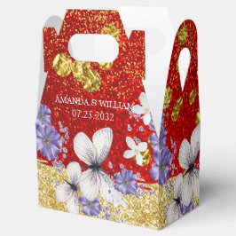 Röda Guld Butterflies Wedor-favoritbox Presentaskar