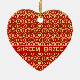 Röda Guld Chant Shreem Brzee drar till sig rikedom Julgransprydnad Keramik