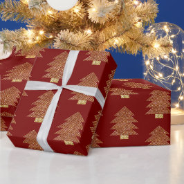 Röda Guld Glitter Julgranar Presentpapper