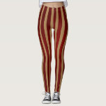 Röda & guld- görat randig mönster för lodrät leggings<br><div class="desc">Damasker.</div>