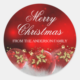 Röda & Guld Julgransprydnader Juldekal Runt Klistermärke