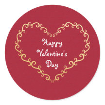 Röda & Guld Ornamentala Hjärtan Valentine-dekaler