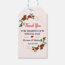 Röda Guld Ram Blommigt Bröllopsförmånen Tack