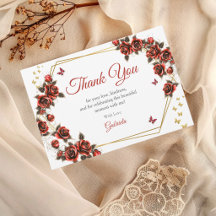 Röda Gyldene Tiara Rosor Fjärilar Quinceañera