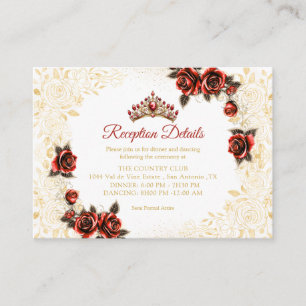 Röda Gyldene Tiara Rosor Quinceañera Tilläggskort