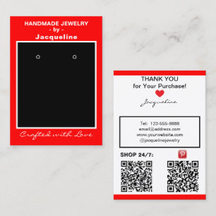 Röda Handgjorda Smycken Örhängen Display QR Koder Visitkort