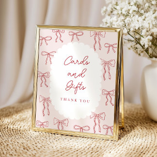 Röda Handritade Boho-bågar Rosa Baby Shower Bordss Poster