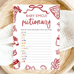 Röda Handritade Italienska Baby Emoji Pictionary S Inbjudningar