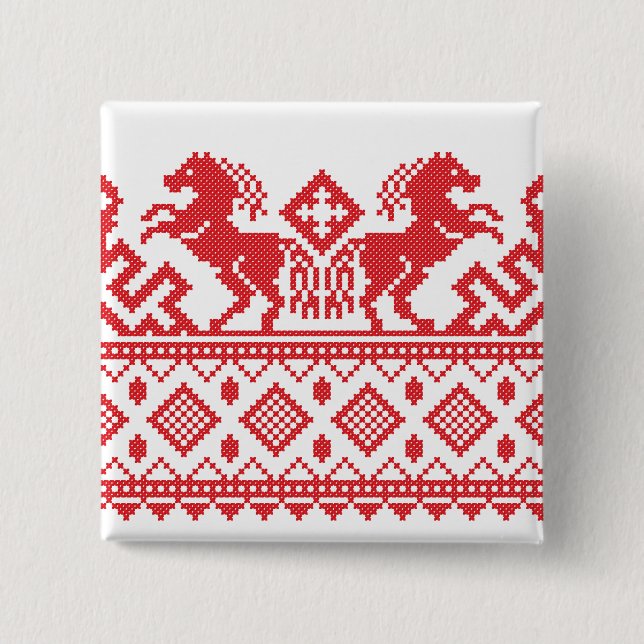 Röda hästar knapp (Framsida)