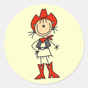 Röda hattCowgirlTshirts och gåvor Runt Klistermärke