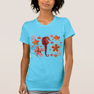 RÖDA HAVS- OCH SEASTARISTER I VATTENBLÖSHET T SHIRT