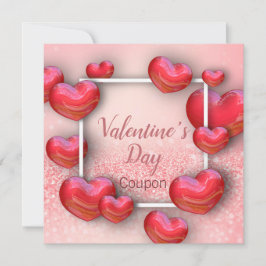 Röda Hearts-kupongen Glitter på Alla hjärtans dag Julkort