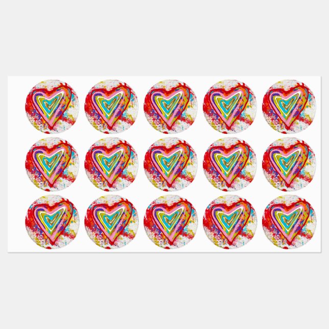 Röda hearts vattentäta etiketter (Ark)