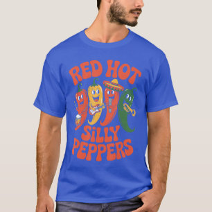 Röda heta dumma paprikor Rollig Chili Band Tecknad T Shirt