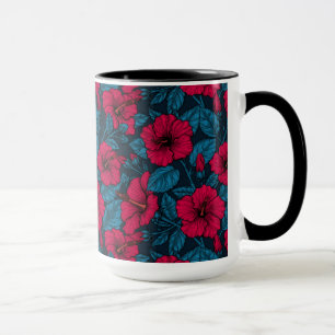 Röda hibiscus blommor mugg