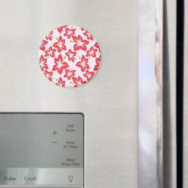 Röda Hibiscus, Röda blommor, Mönster av blommor Magnet