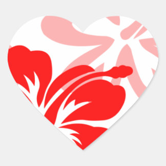 Röda Hibiscus-skuggor Hjärtformat Klistermärke