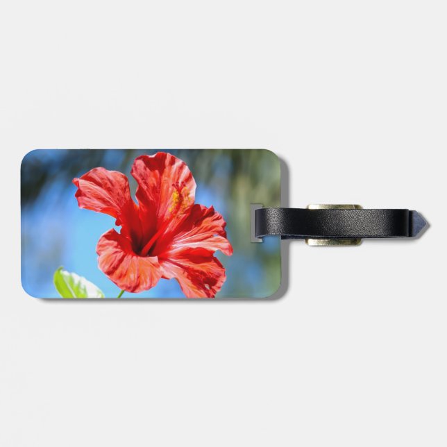 Röda Hibiskus Resväskemärken Bagagebricka (Baksida Vågrät)