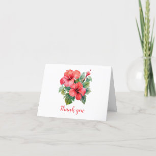 Röda Hibiskus Tropiska Blommiga Tacksamhetskort Tack Kort