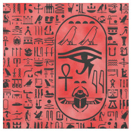 Röda Hieroglyphics Tyg