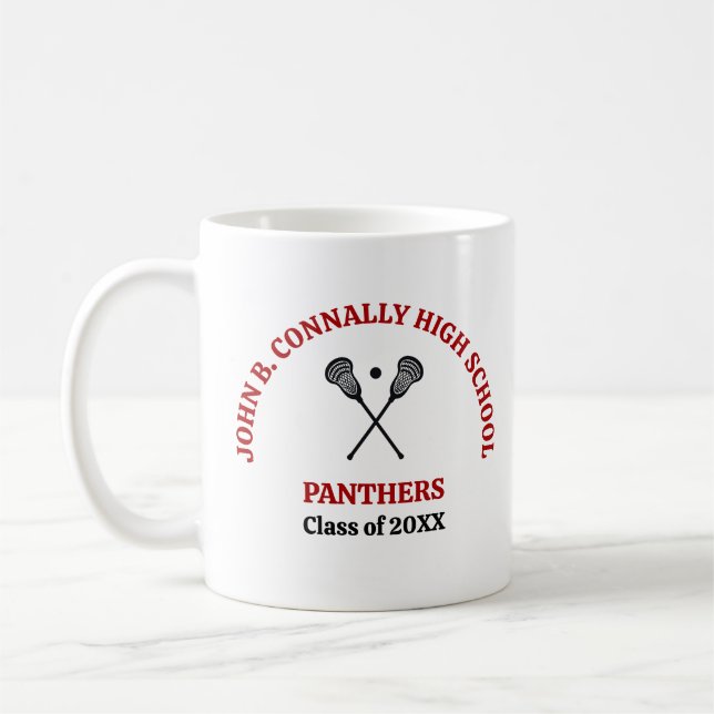 Röda High School Lacrosse Team Personlig Kaffemugg (Vänster)