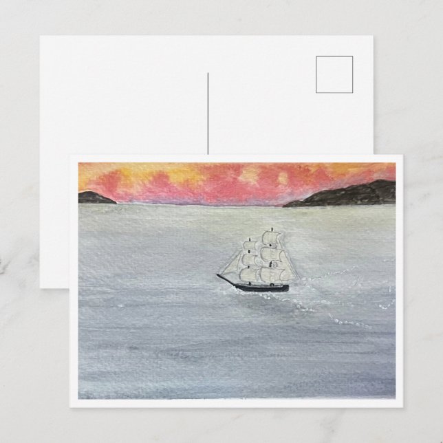 Röda himlar på natten sjömäns glädje vykort (Fram/baksida)