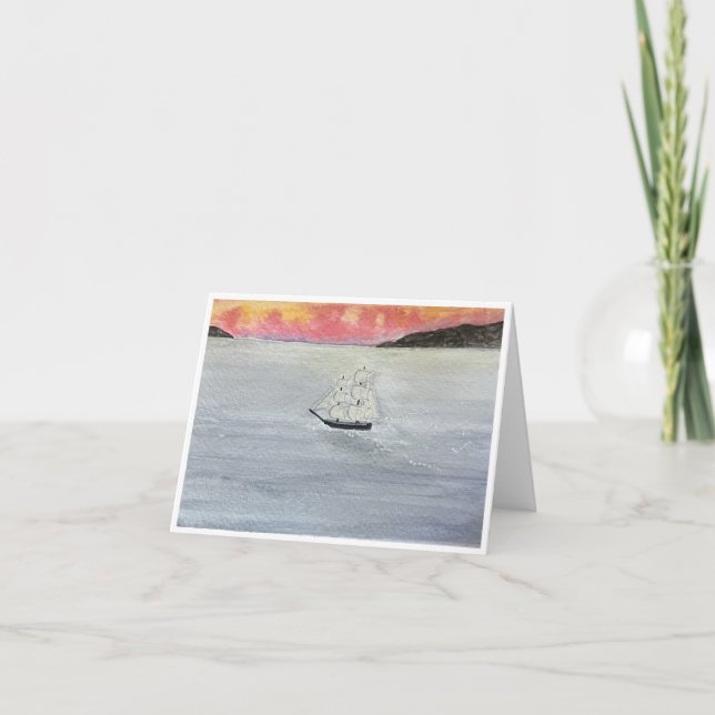 Röda himlar på natten sjömans glädje vykort (Framsida)