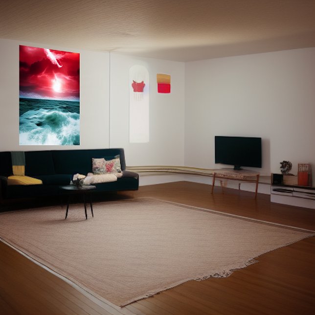 Röda himlar vid havet | AI Art Poster (Skapare uppladdad)