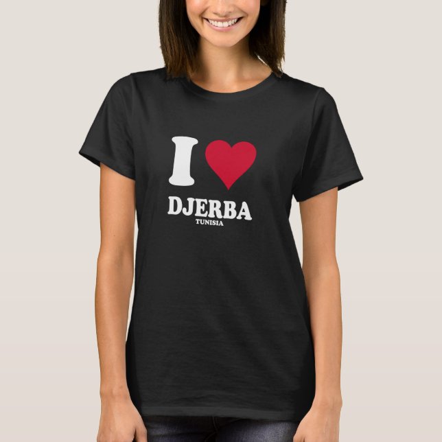 Röda hjärta Jag älskar Djerba T Shirt (Framsida)